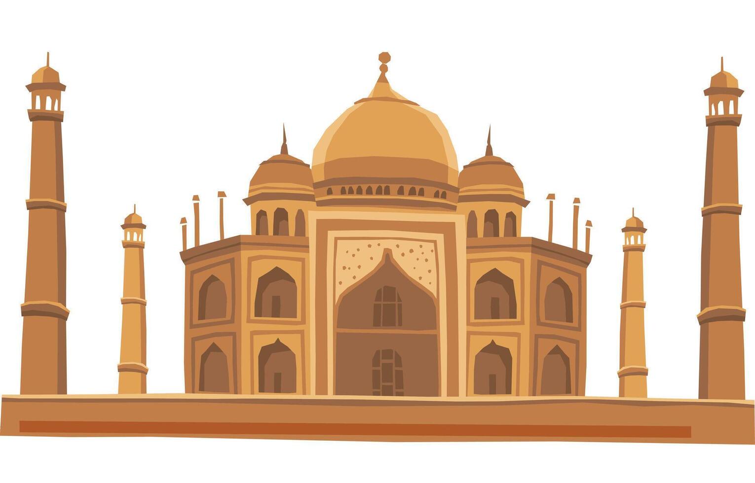 illustration of the Taj Mahal, an iconic Indian landmark, showcasing its stunning architecture and symmetrical beauty, symbolizing love and cultural heritage in a minimalist style vector