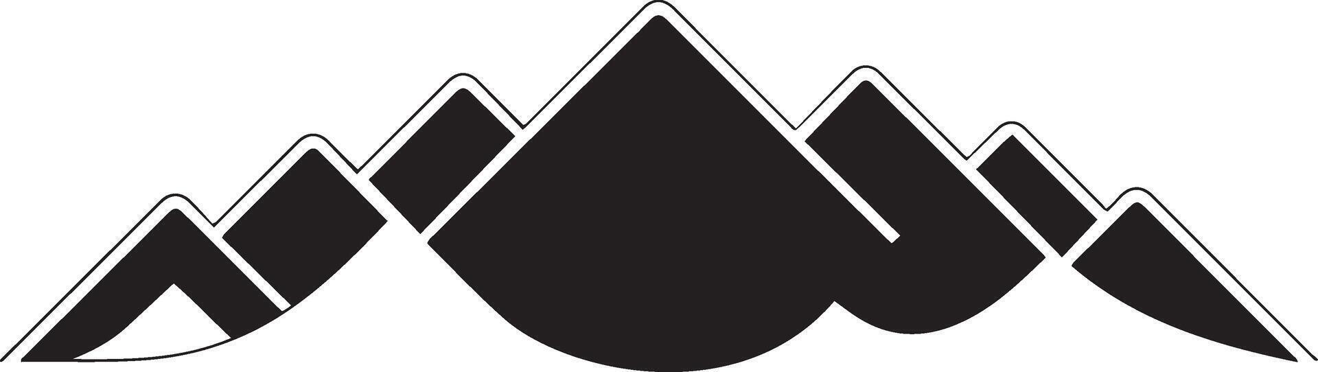 Simple Black and White Mountain Silhouette Design vector
