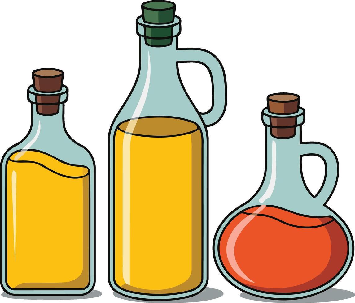 Assorted Cooking Oils in Bottles Illustration vector