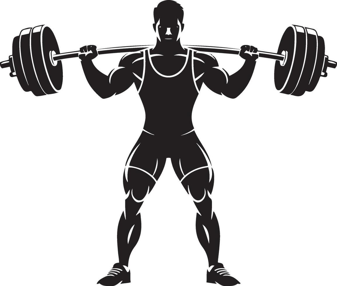 Powerful Weightlifter Silhouette in Action vector