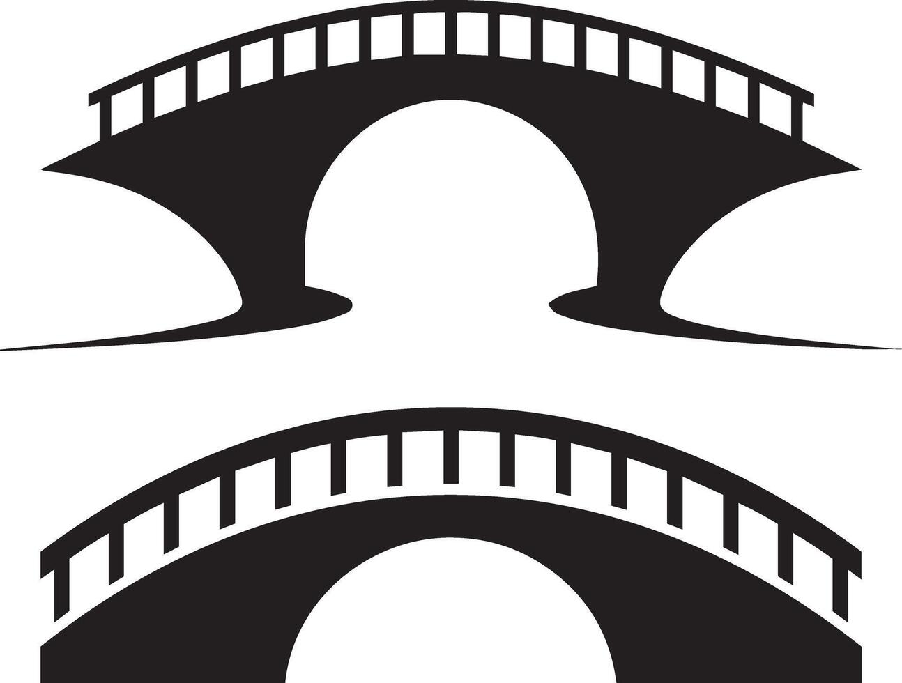 Simple Black and White Bridge Silhouette Design vector