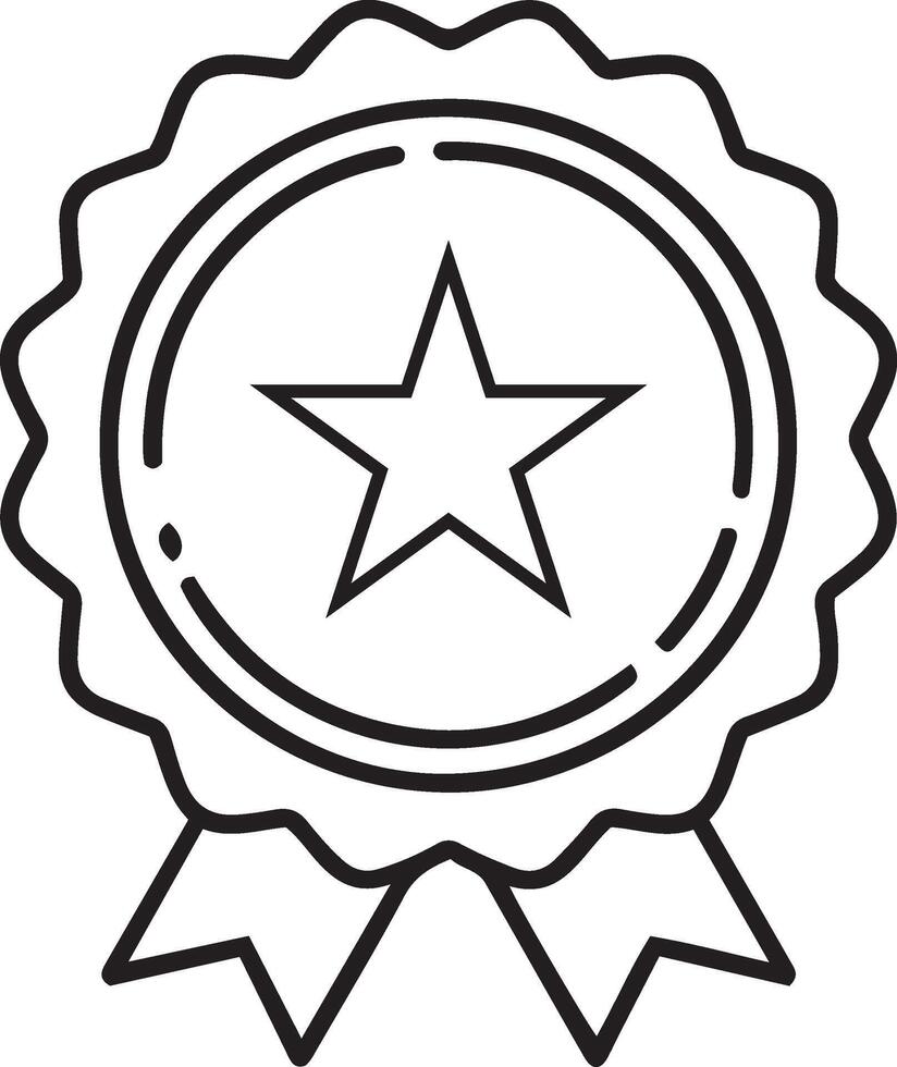 Black Star Award with Ribbon Outline icon vector