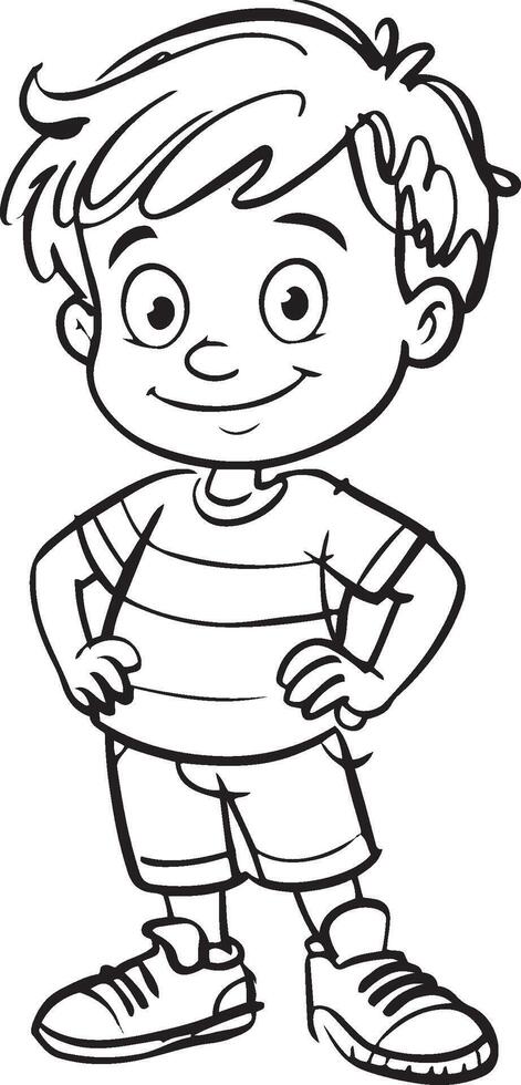 Smiling Boy Coloring Page Illustration vector