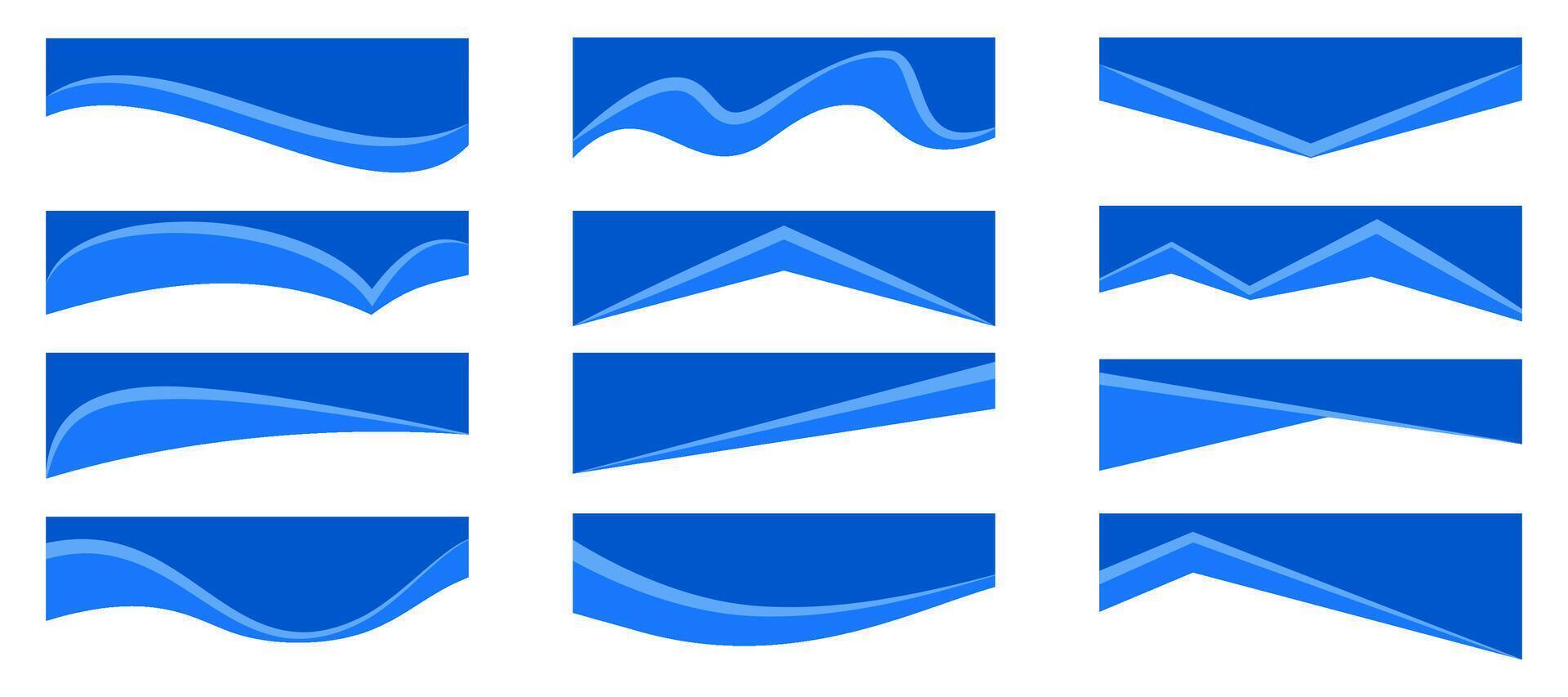 Border shapes. Header for website banner. Abstract curve bottom sections. Dividers for web page template. Blue organic wavy form separator for modern headline. vector