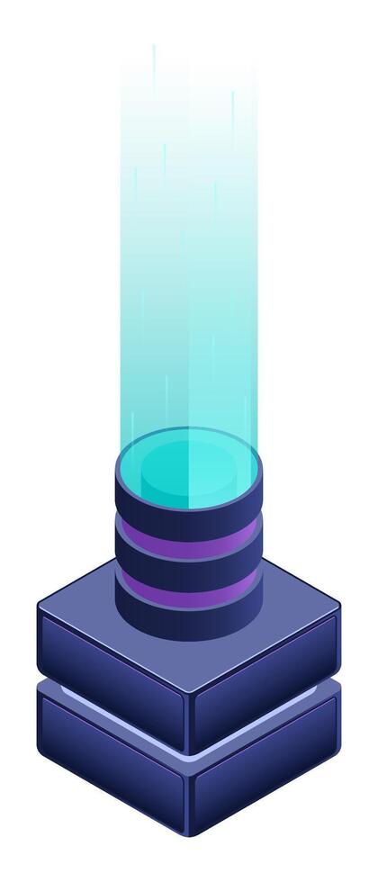 Isometric processor blockchain. Futuristic holographic interface. Futuristic concept. Isometric technology. vector
