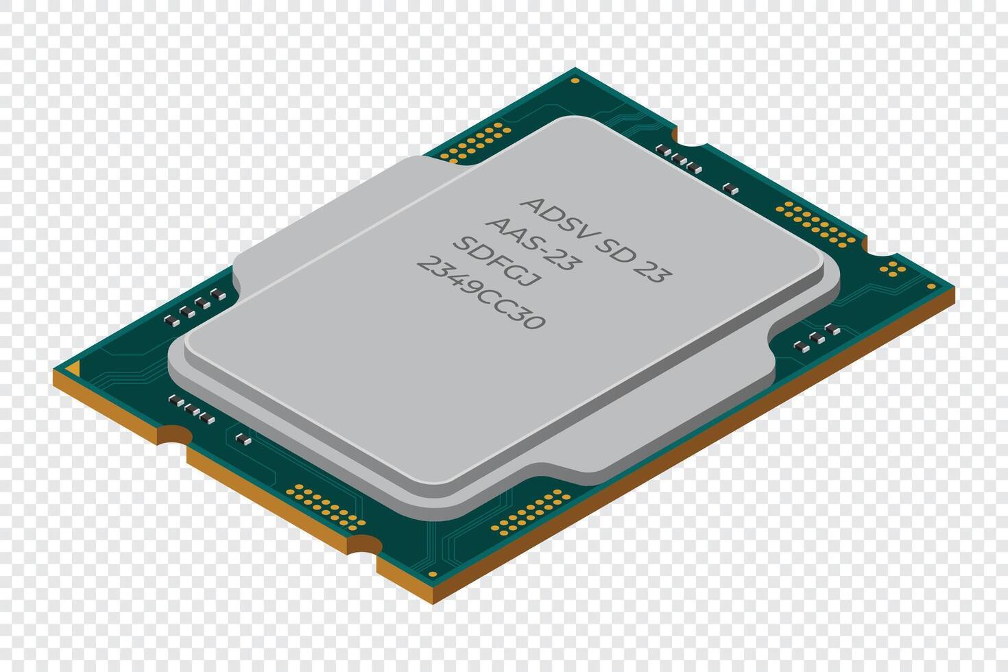 Isometric processor. Central processing unit or CPU. Computer hardware components. Semiconductor technology concept. . vector