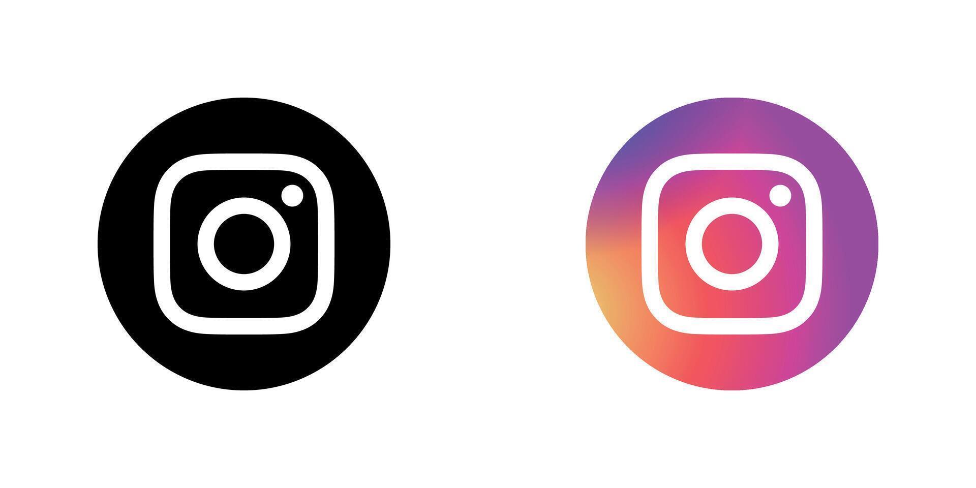 Instagram Black Circle Logo Icon, IG App, Premium Social Media Design for Digital Download vector