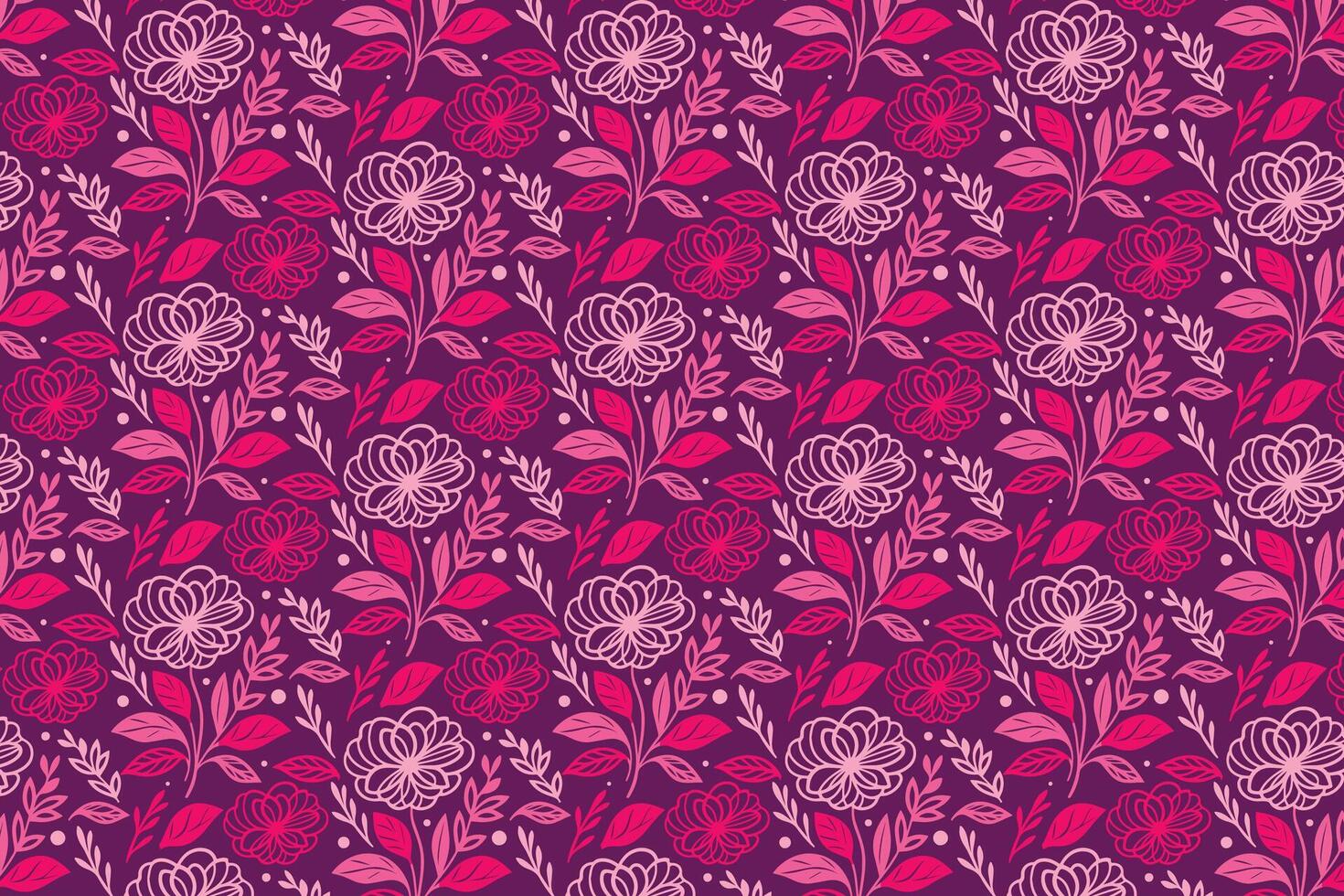 Repeating outline flower and leaf pattern drawn in one continuous line perfect for textile bedding table linen and packaging projects vector