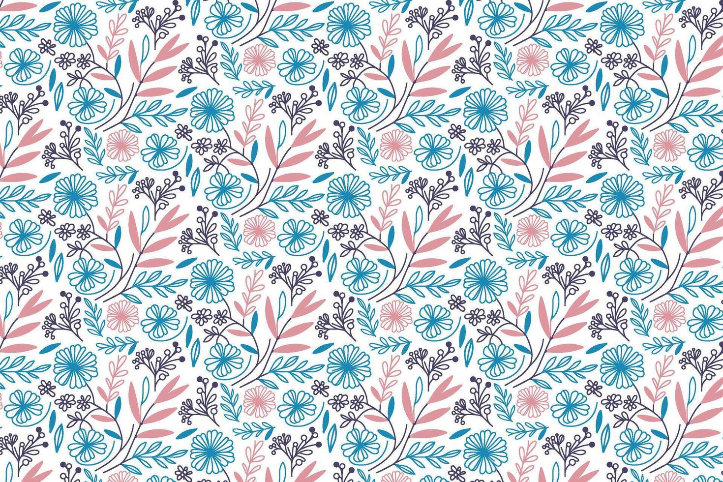 Single line cotton flower pattern with repeating elements for stylish wrapping designs textile projects and fashion prints vector