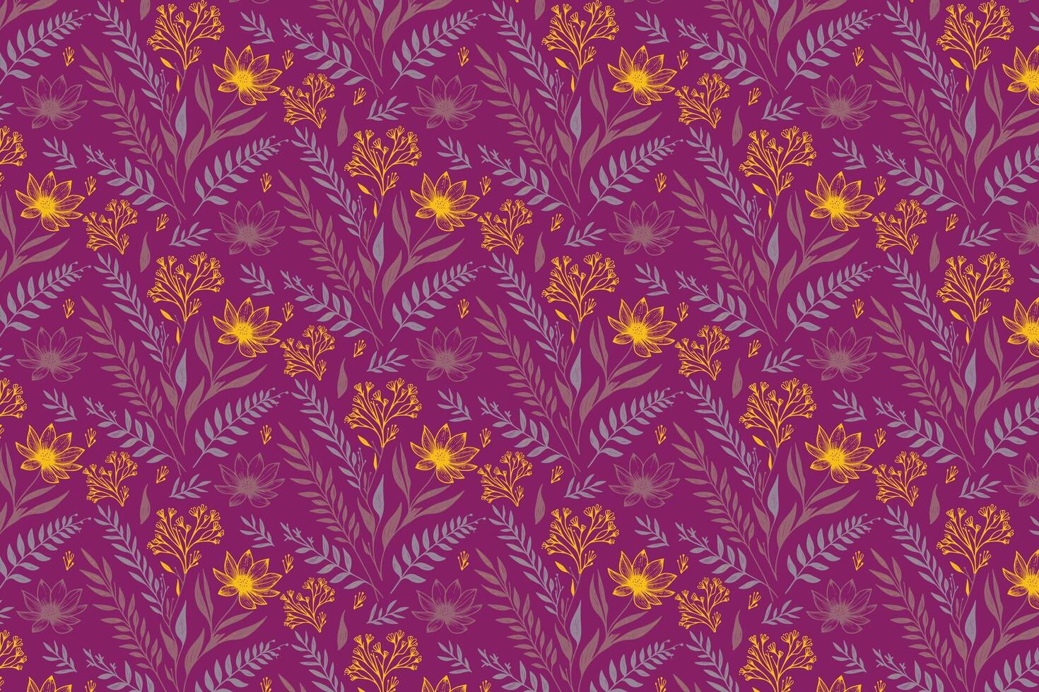 One line floral pattern featuring hand drawn cotton flowers and leaves perfect for modern fashion fabric textile and stylish packaging design vector
