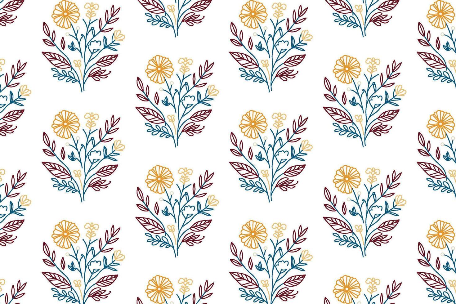 line floral pattern designed with hand drawn botanical illustrations for high end textile printing home accessories and fashion apparel vector