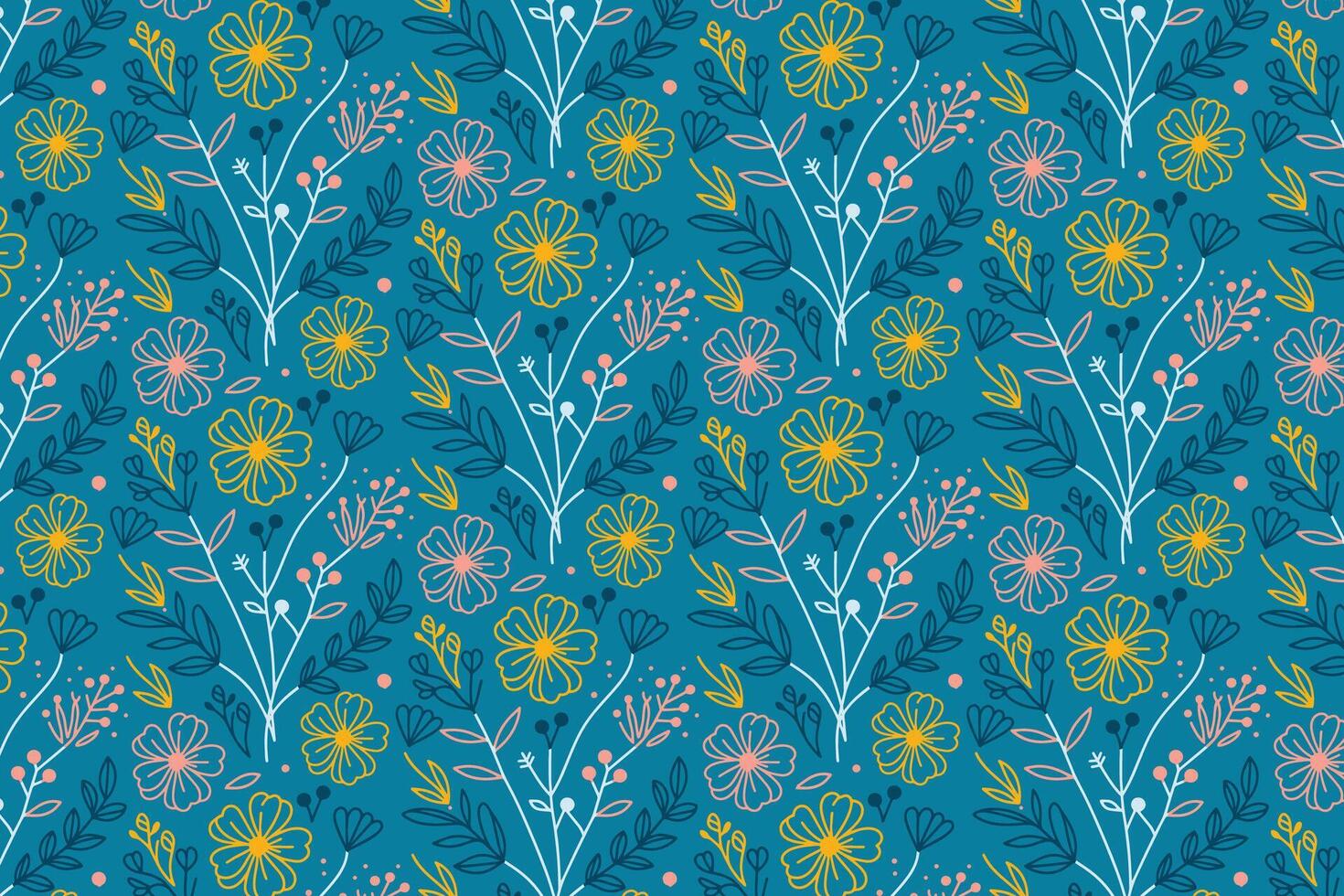 Abstract floral art pattern in one line sketch design ideal for wrapping fabric fashion items and textile packaging solutions vector