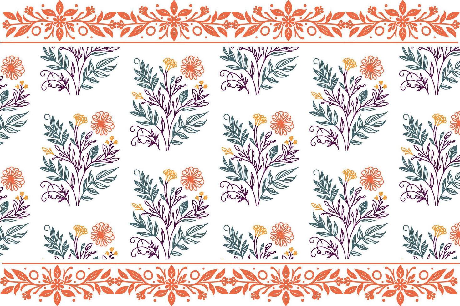 Doodle Style Floral Sketch Pattern in One Line Art for Nature Themed Textile Packaging and Bedding Accessories vector