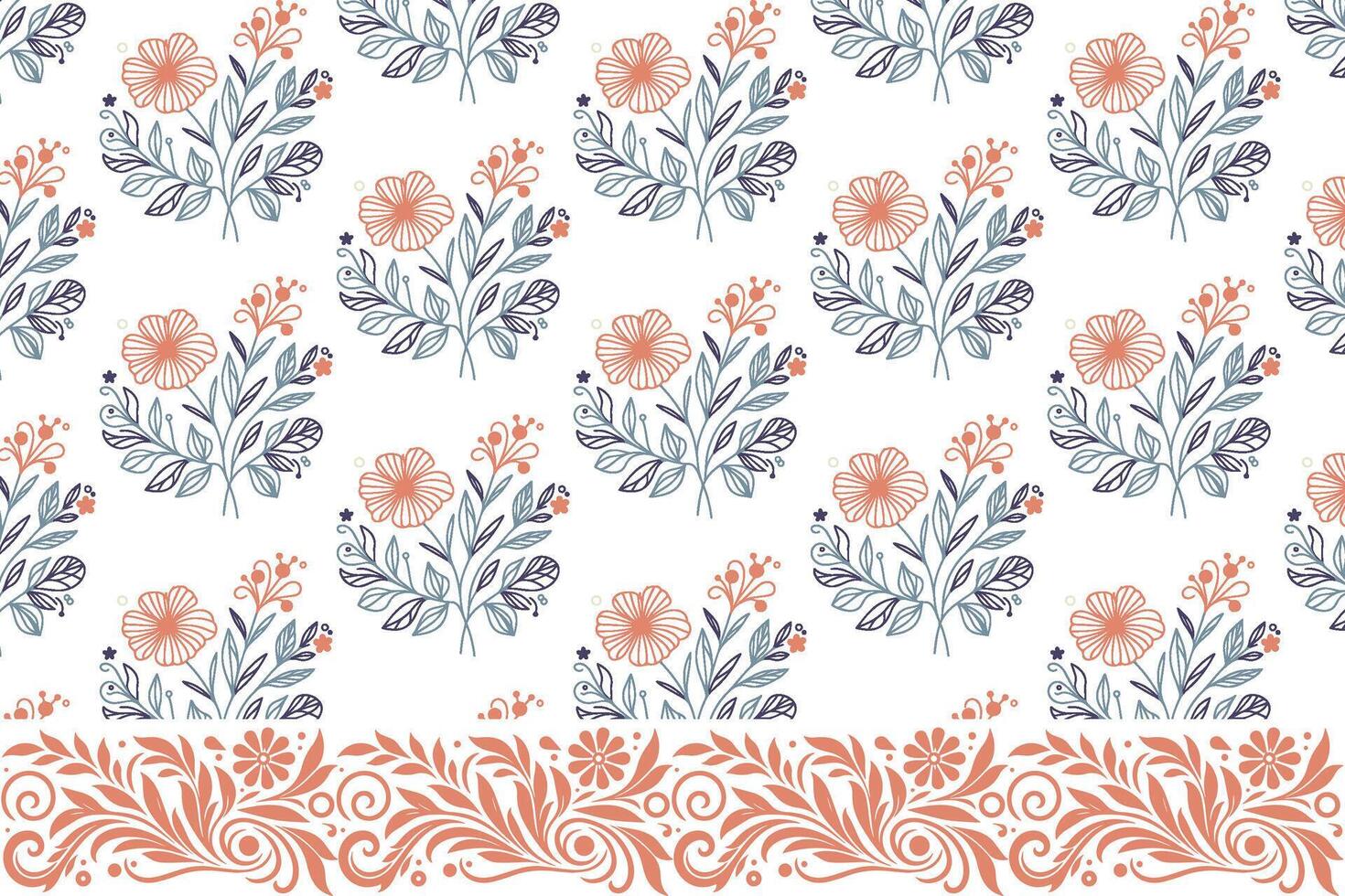 Abstract Cotton Flower Line Pattern for Use in Fabric Design Wrapping Paper Kitchen Wear and Women Fashion Prints vector
