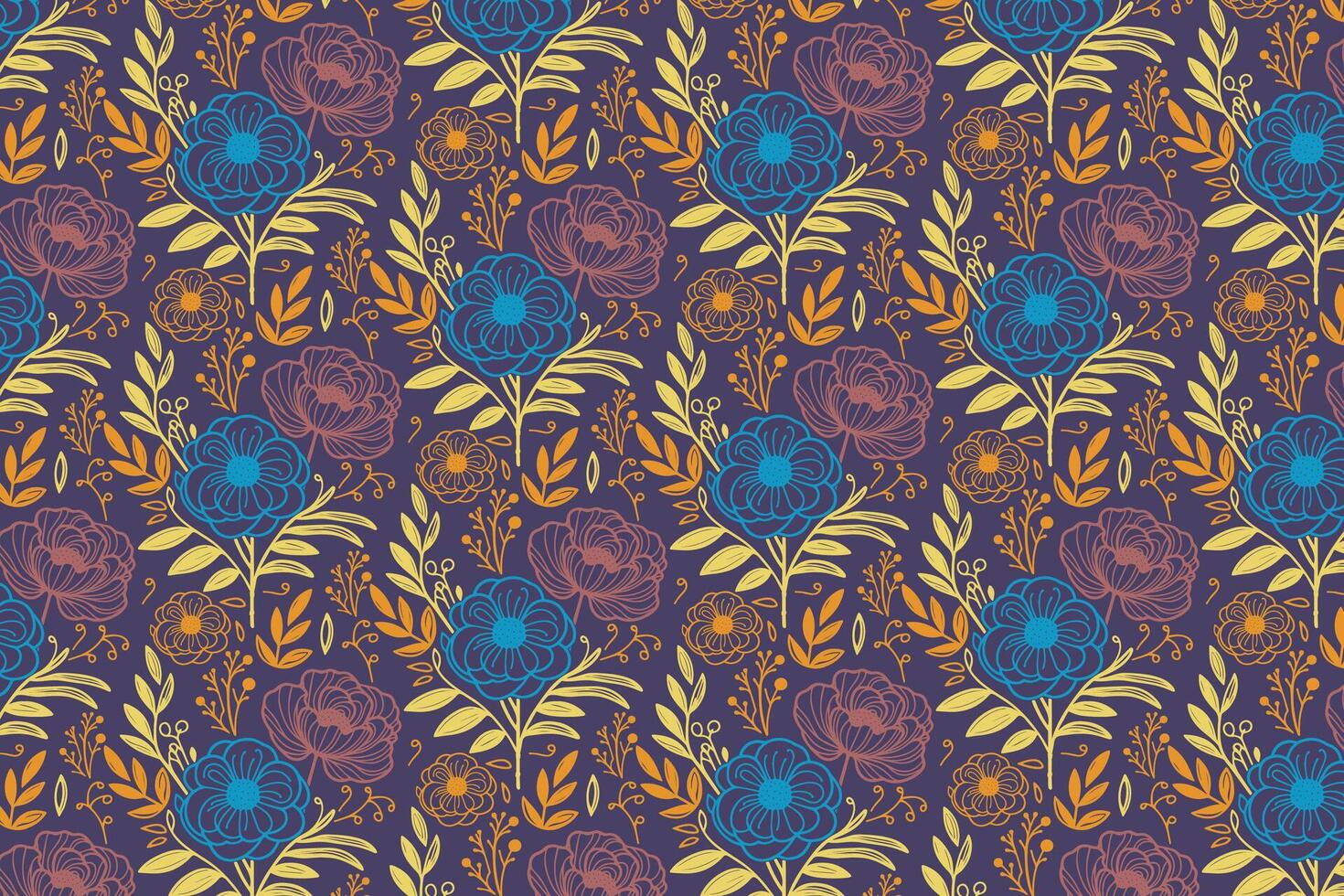 fashionable line floral pattern using drawn stem and flower elements for fabric design home accents and clothing prints vector