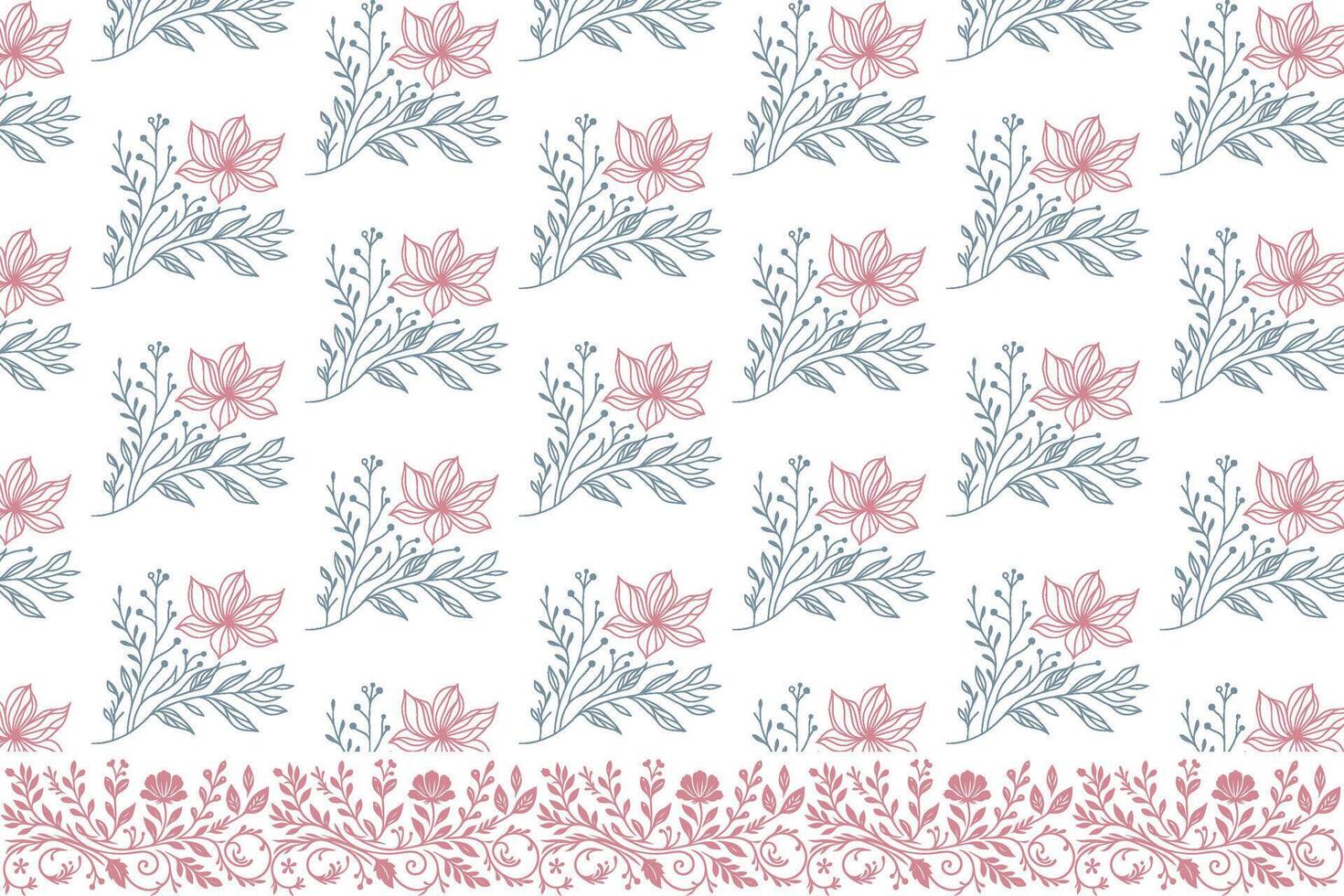 Repeating Hand Drawn Floral Outline Pattern in Line Art Style for Wrapping Fabric Printing and Stylish Textile Design vector