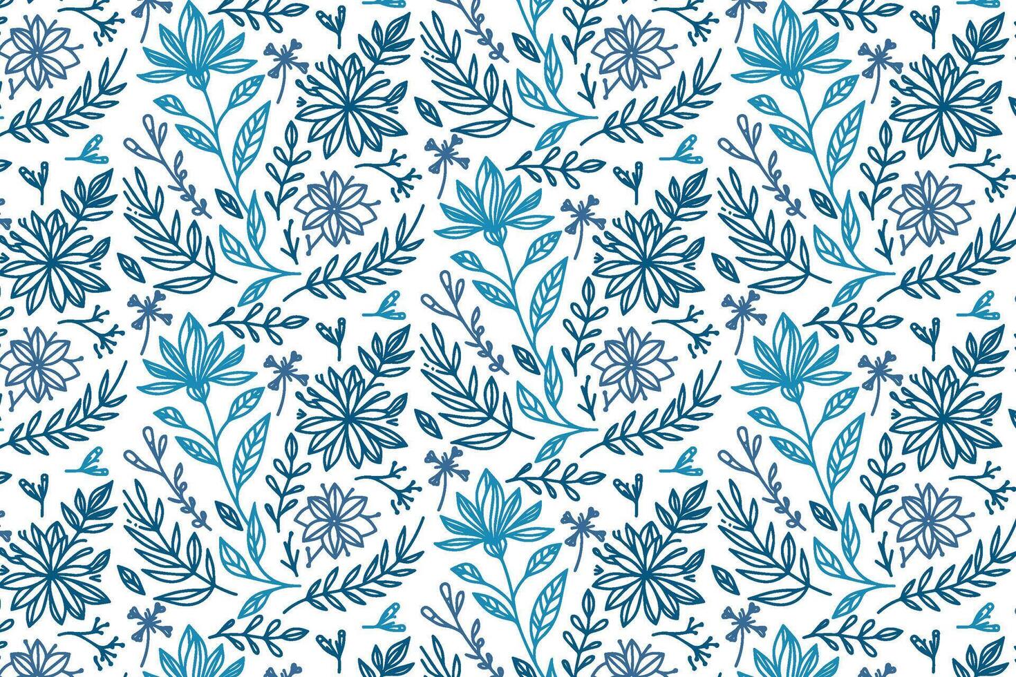 blue line art floral pattern with a soft minimalist look for nature inspired textile prints stylish wrapping fabric and bedsheet covers vector