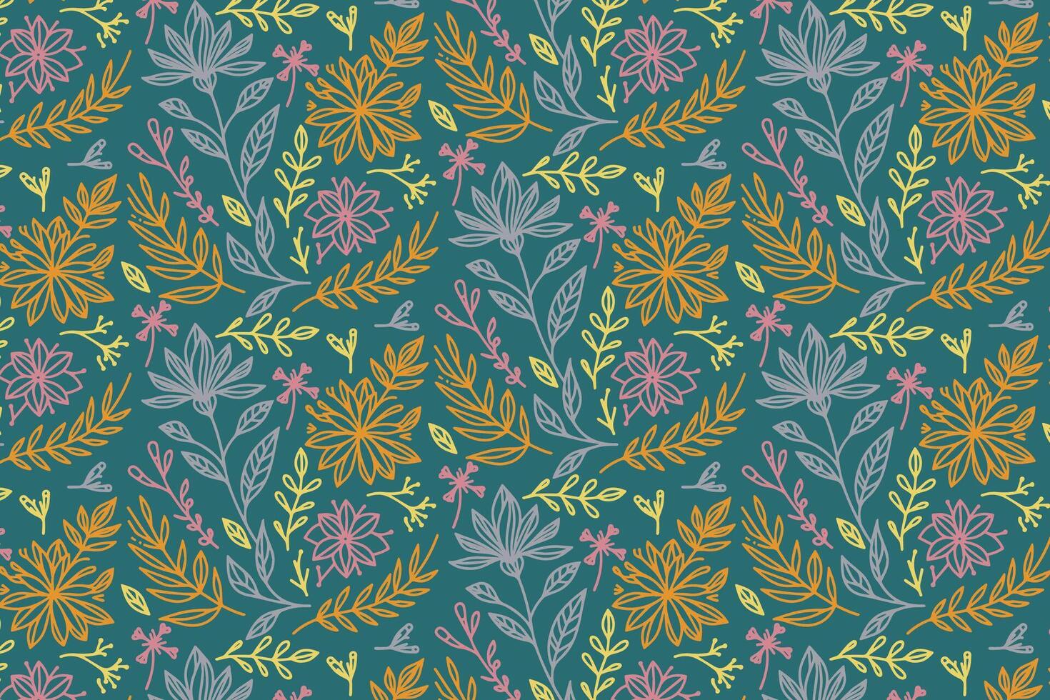 Doodle style flower and leaf sketch pattern in continuous line ideal for textile clothing packaging and contemporary home prints vector