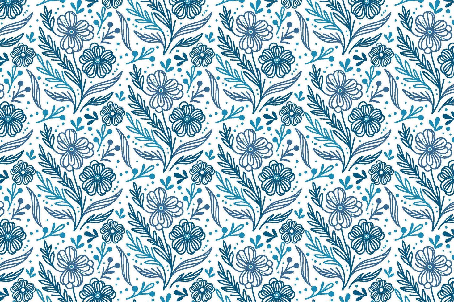 blue floral sketch pattern in one line drawing style ideal for modern fashion fabric decoration kitchen linens and surface design vector