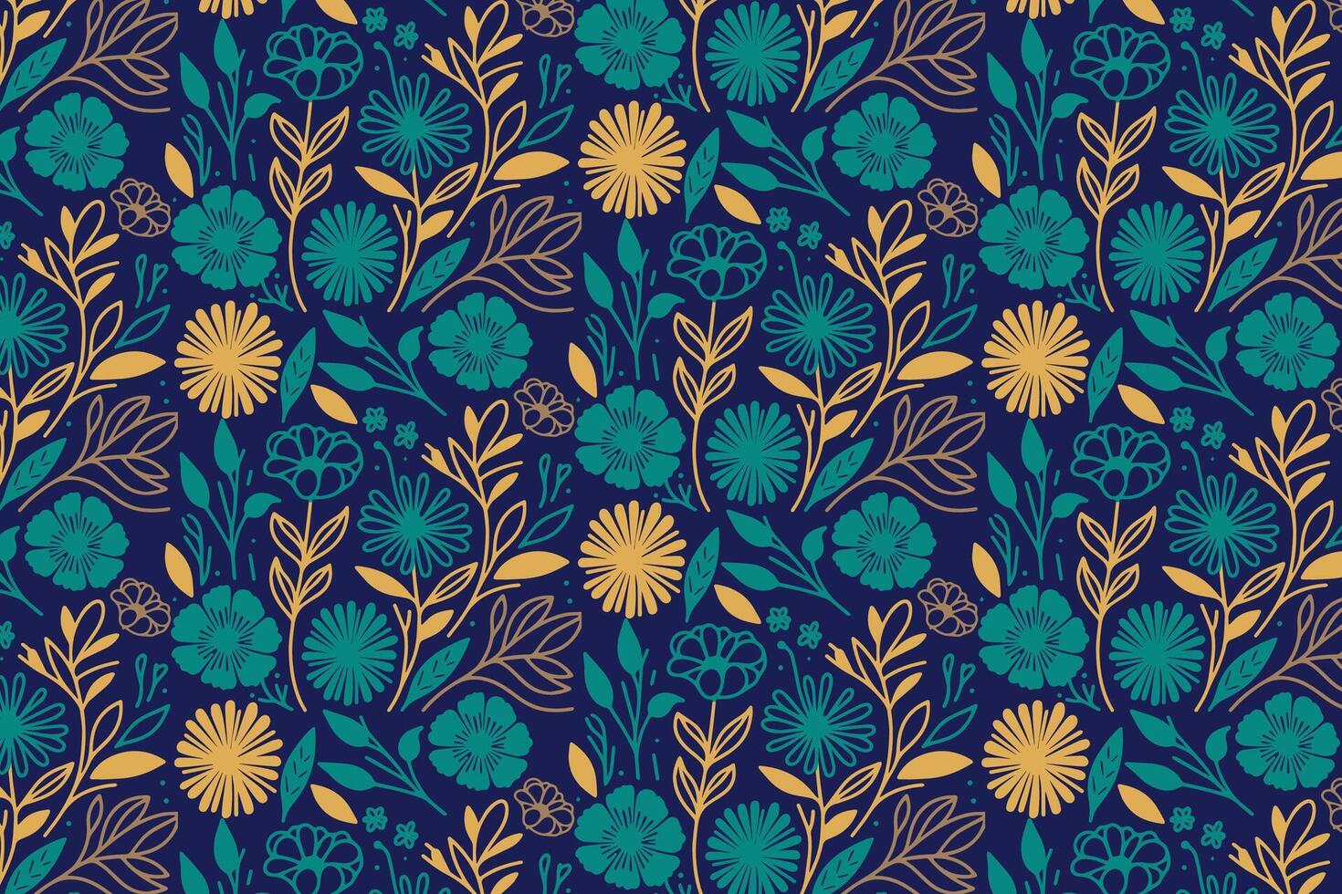 detailed line floral pattern in botanical style ideal for clothing fabric production tabletop accessories and home textiles vector