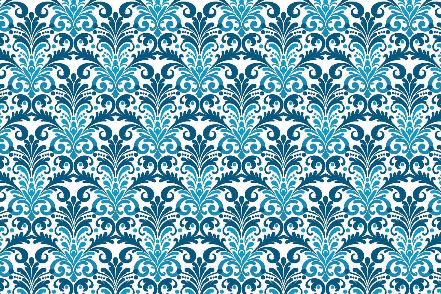 blue ornamental pattern with detailed flower and plant elements for elegant textile wallpaper and invitation design vector