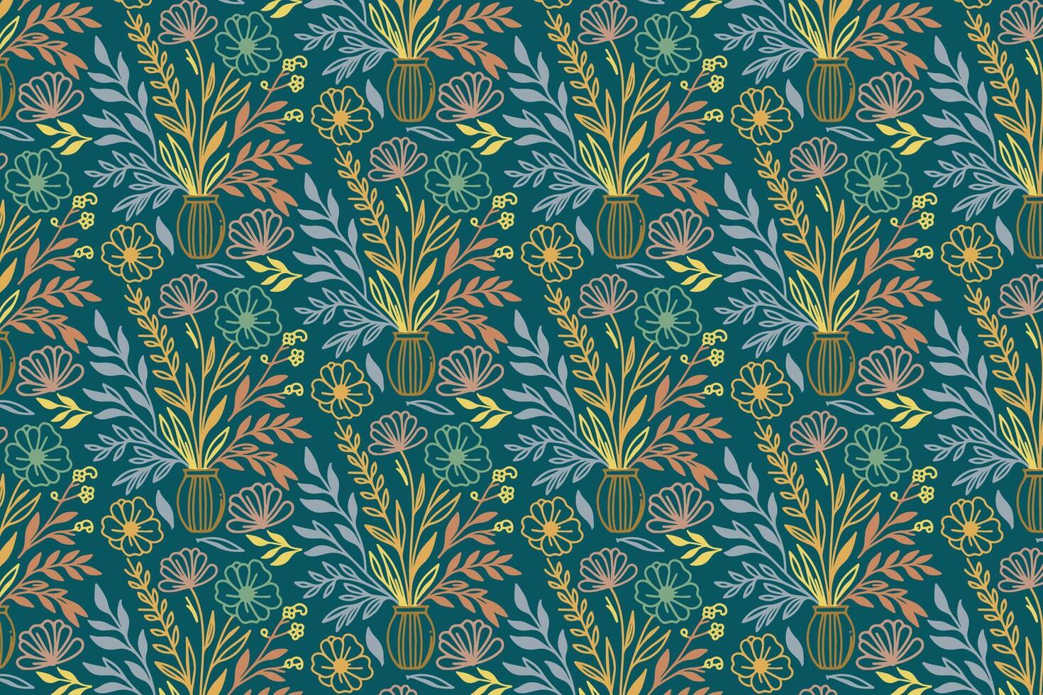 creative line floral pattern inspired by blooming fields made for wrapping sheets fashion textiles and tabletop designs vector