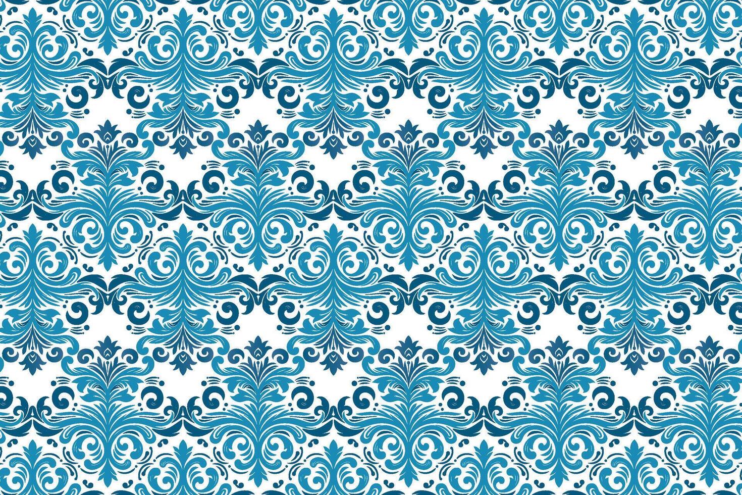 intricate ethnic inspired blue ornamental pattern design with blossom motifs for elegant carpet and fabric texture vector