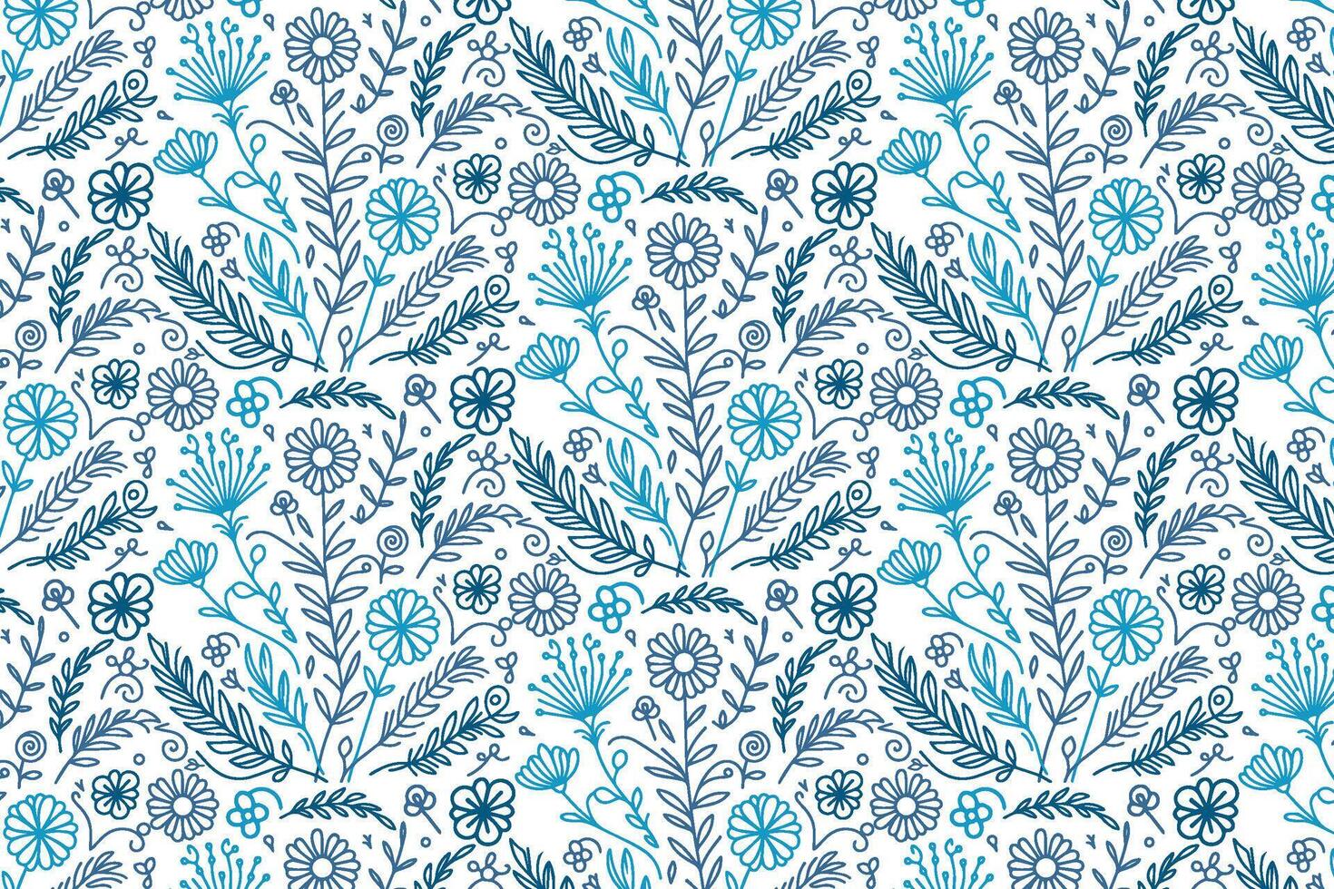 continuous blue floral line art pattern in repeat perfect for elegant home textiles packaging fabric and pillow cover printing vector