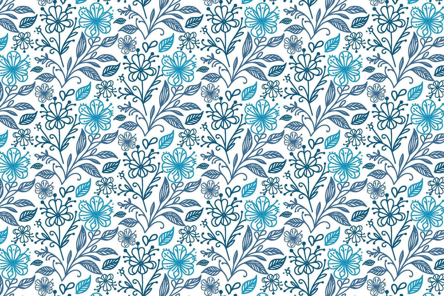 blue flower sketch pattern in minimalist one line art style for nature inspired textile prints kitchen wear and surface applications vector