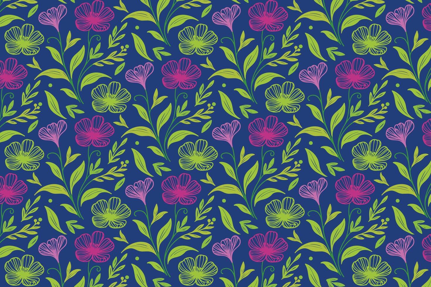 hand drawn line art florals in a continuous pattern perfect for wrapping paper kitchen wear and modern textile designs vector