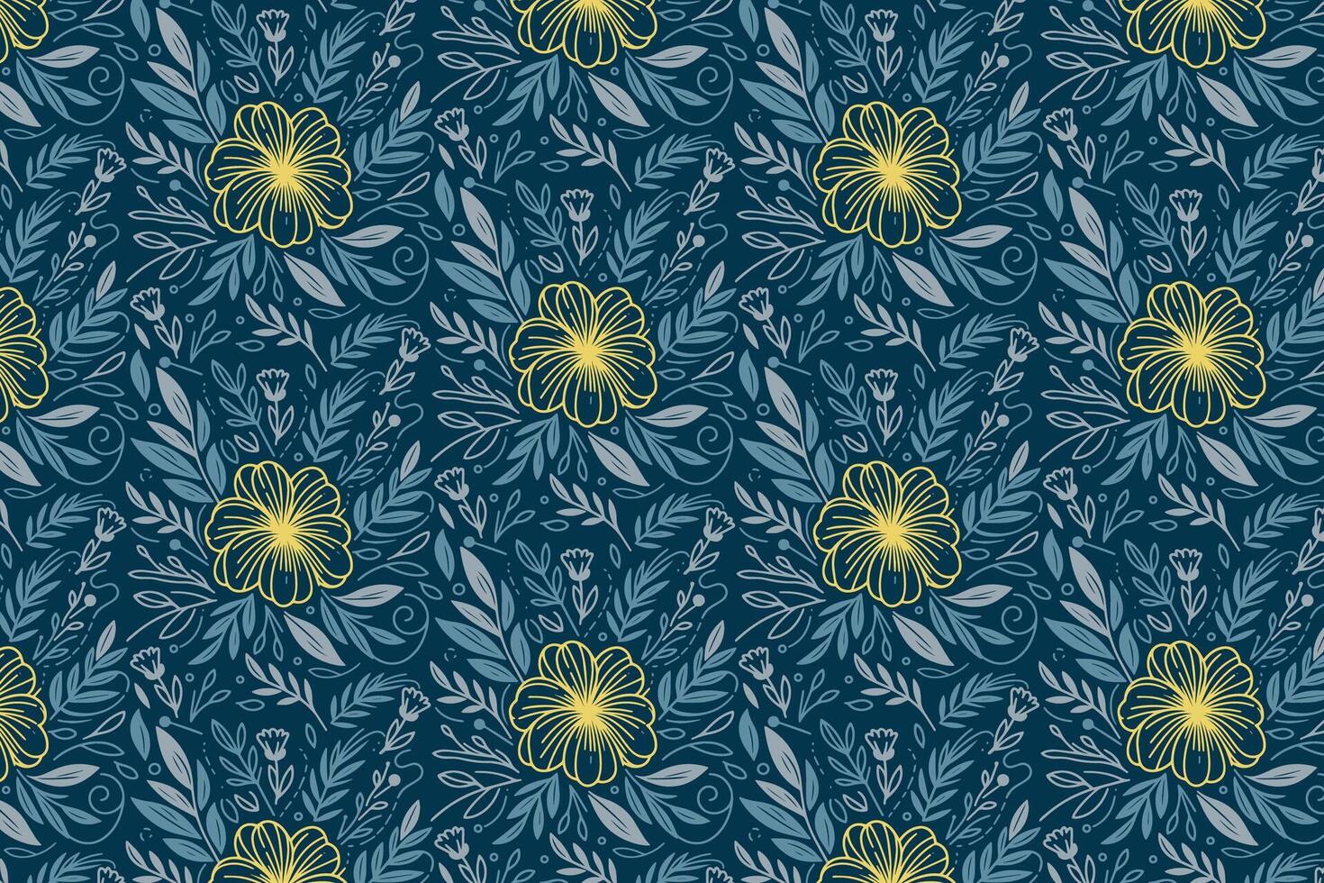floral line art repeat pattern with hand drawn details ideal for kitchen textiles pillowcase designs and stylish wrapping fabric vector