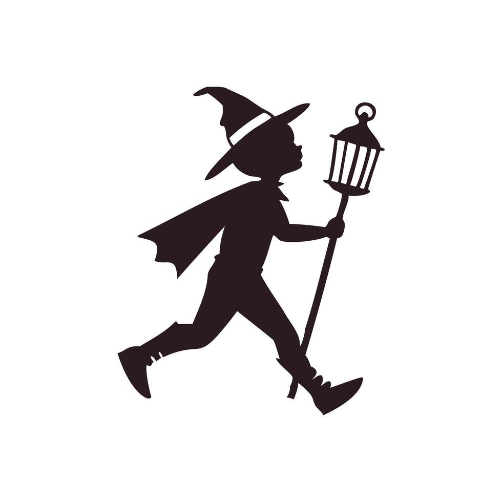 Halloween Theme Magical Child Boy Silhouette vector