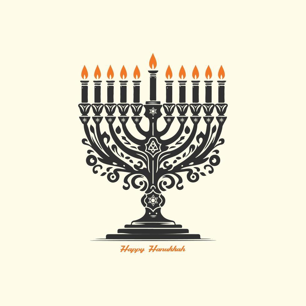 Hanukkah Menorah Silhouette Illustration vector