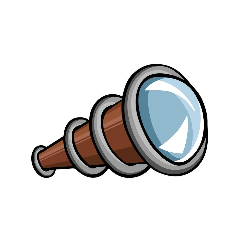 Simple line drawing in black and white of a telescope, isometric Illustration vector