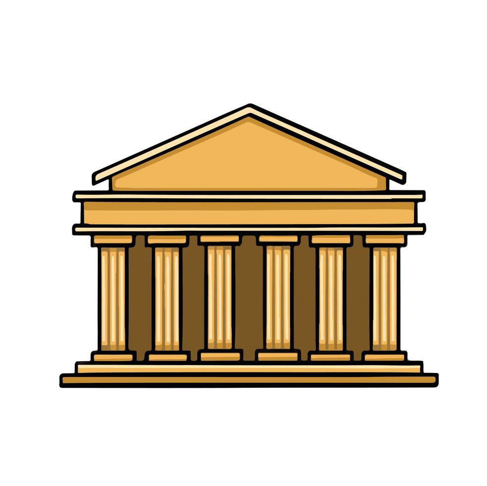 Greek temple icon isolated on white background. for famous architecture design. Greece ancient. Parthenon monument. vector