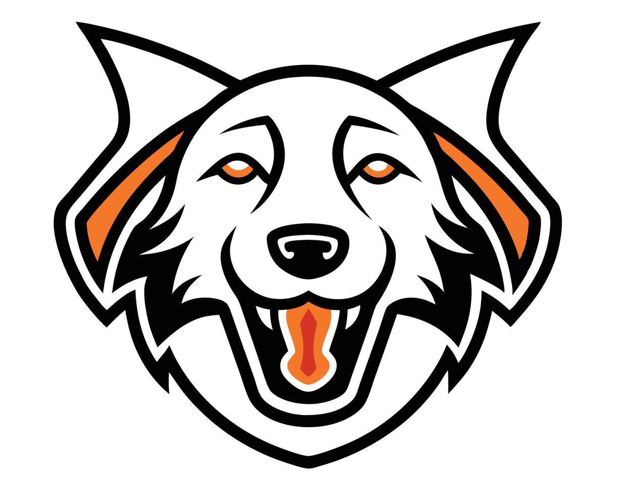 A wolf head with orange and black stripes vector