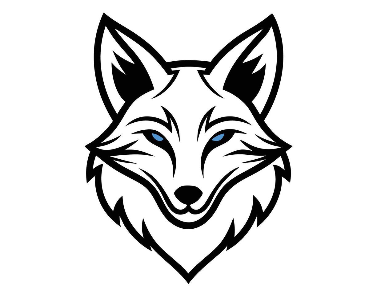 The head of a fox is shown in a black and white vector