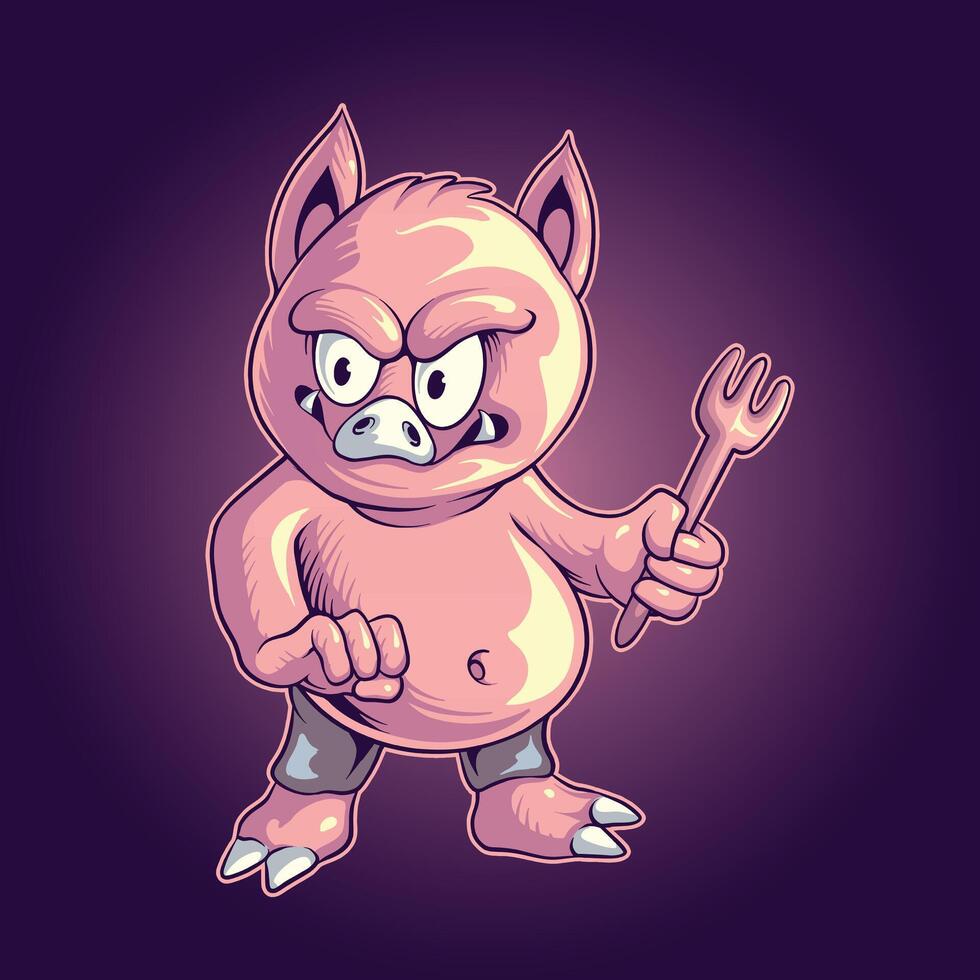 Cartoon Pig Eater Character vector