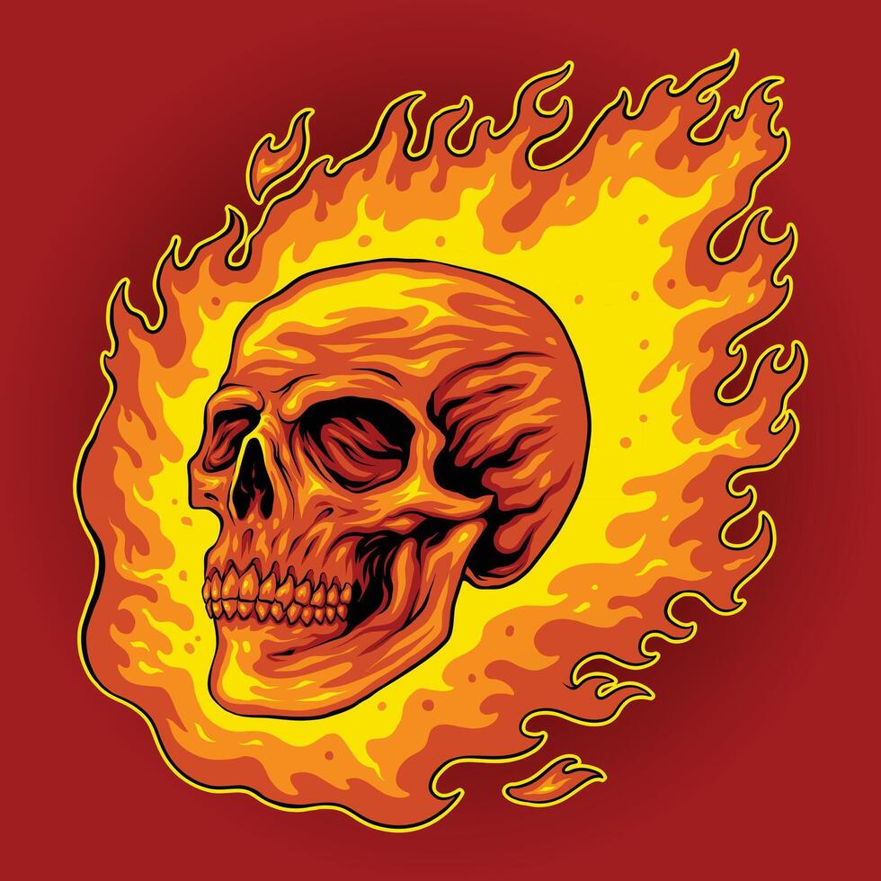 Burning Skull Illustration vector