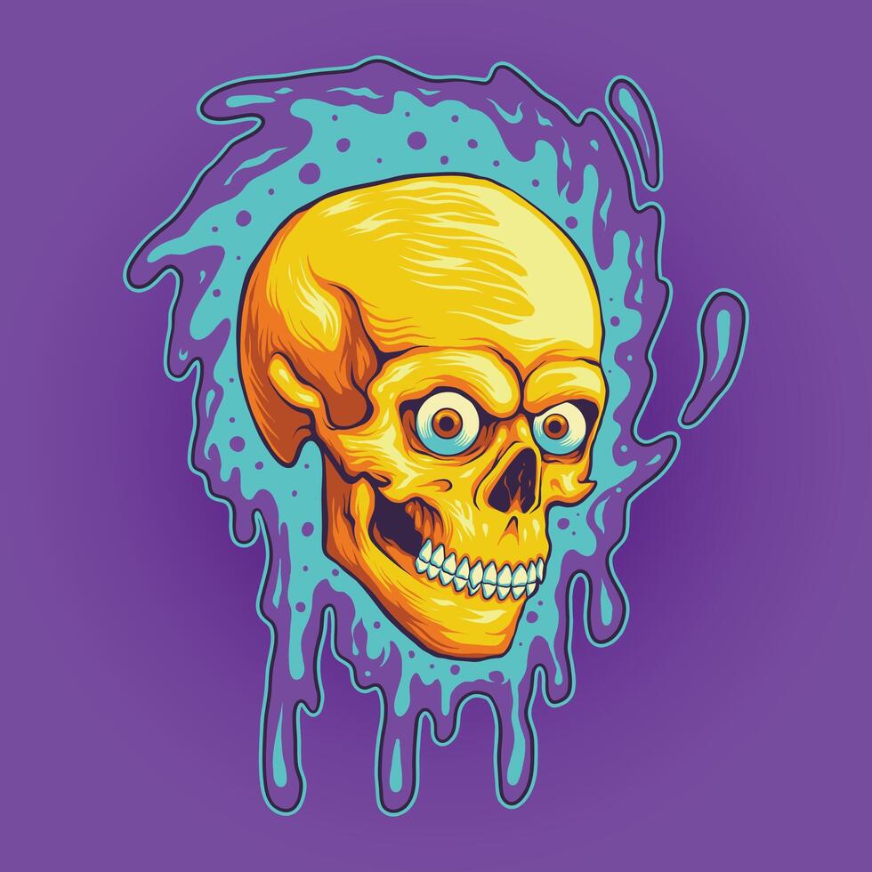 Melting Gold Skull Illustration vector