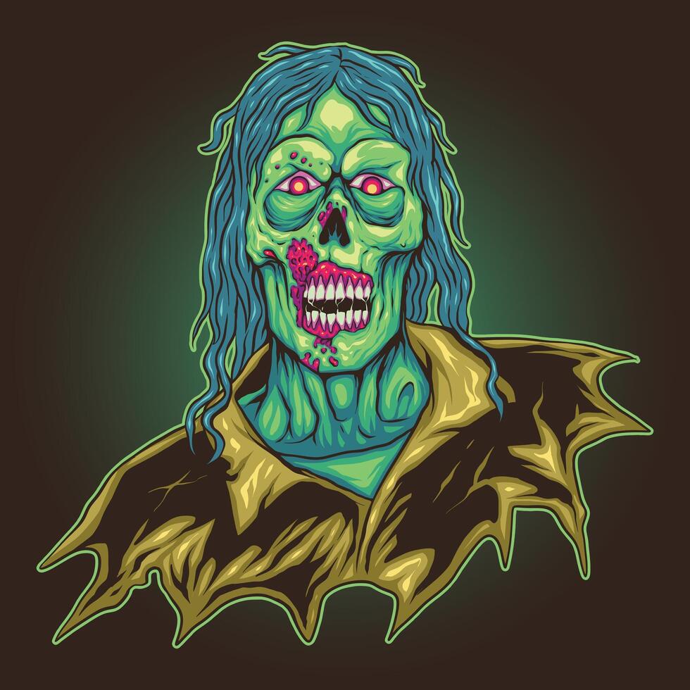 Scary Zombie Cartoon Illustration vector