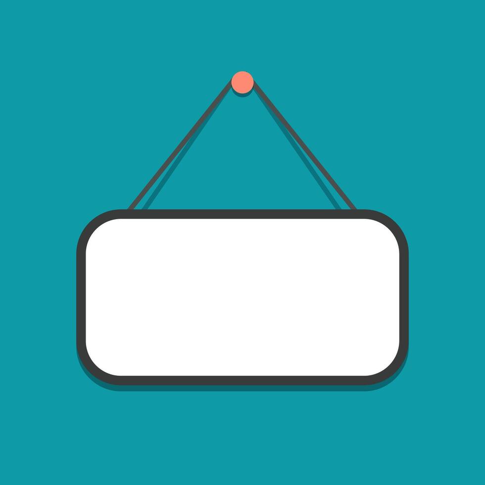 Empty plate hanging on green background for notice, message, information and advertisement sign template illustration vector