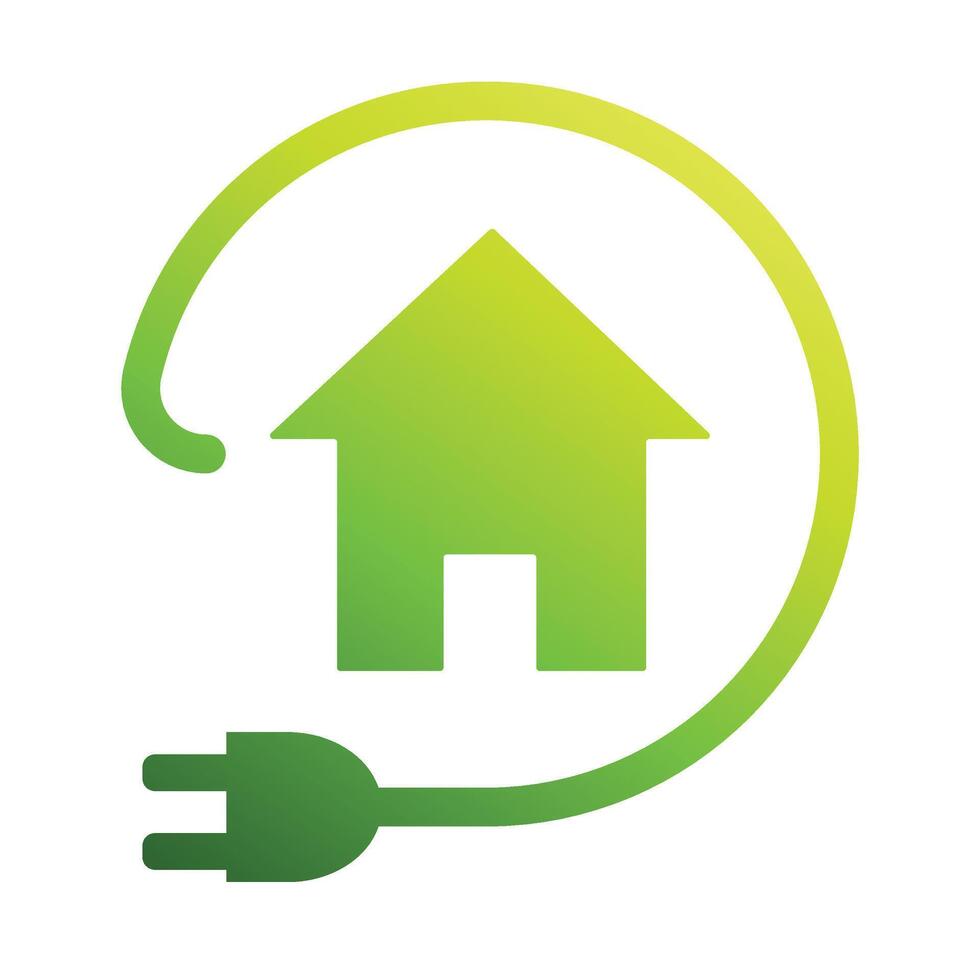 Eco house icon . Green house with electric plug sign, electricity and green energy concept for graphic design, logo, web site, social media, mobile app, ui illustration. vector