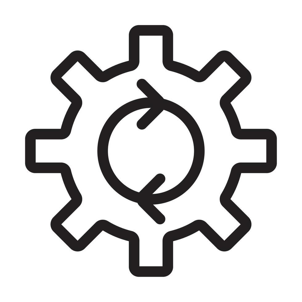 Process outline icon cogwheel and process sign for graphic design, logo, web site, social media, mobile app, ui illustration. vector
