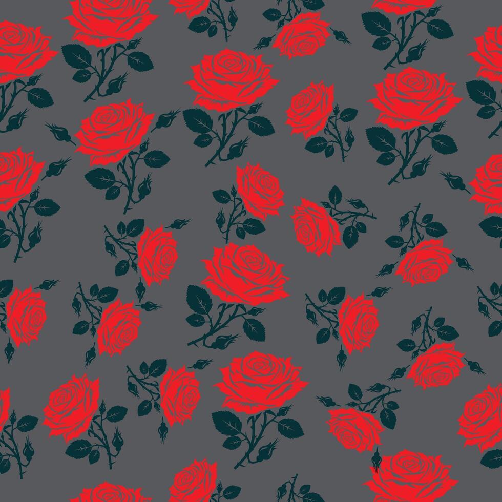 red roses seamless pattern background vector