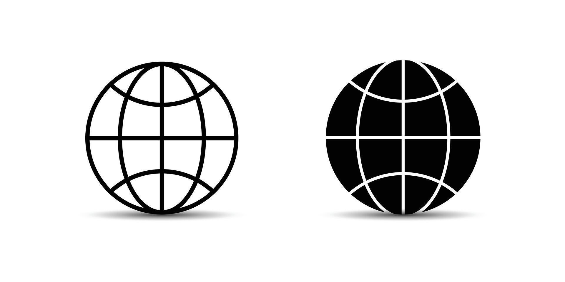 Simple globe icons, one wireframe and one filled, perfect for global themes. vector