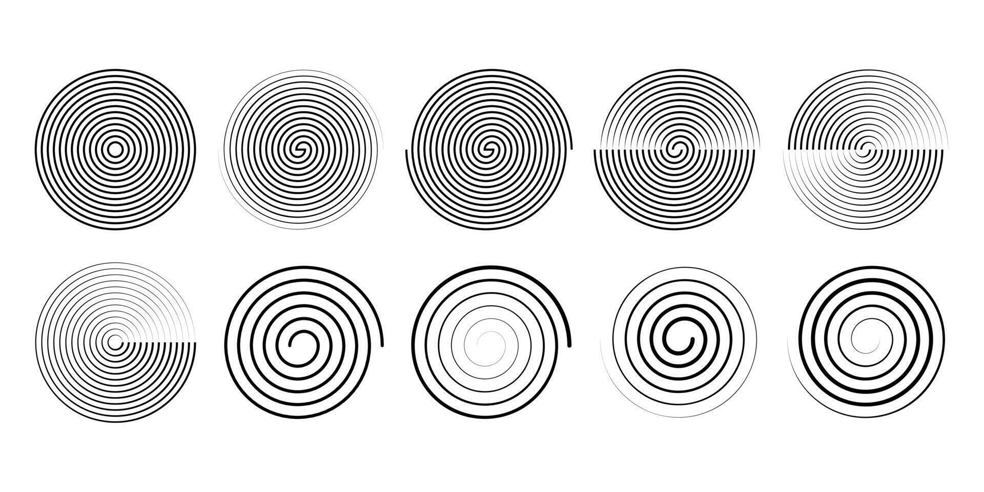 Collection of Abstract Linear Spirals for Design. vector
