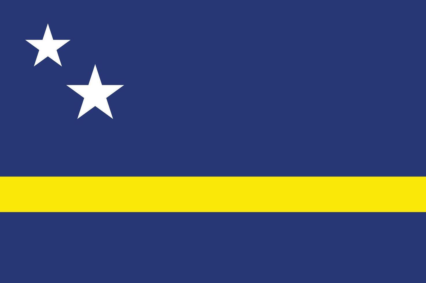 The Flag of Curacao, Featuring Two Stars and a Yellow Stripe Travel and Patriot Concept. vector