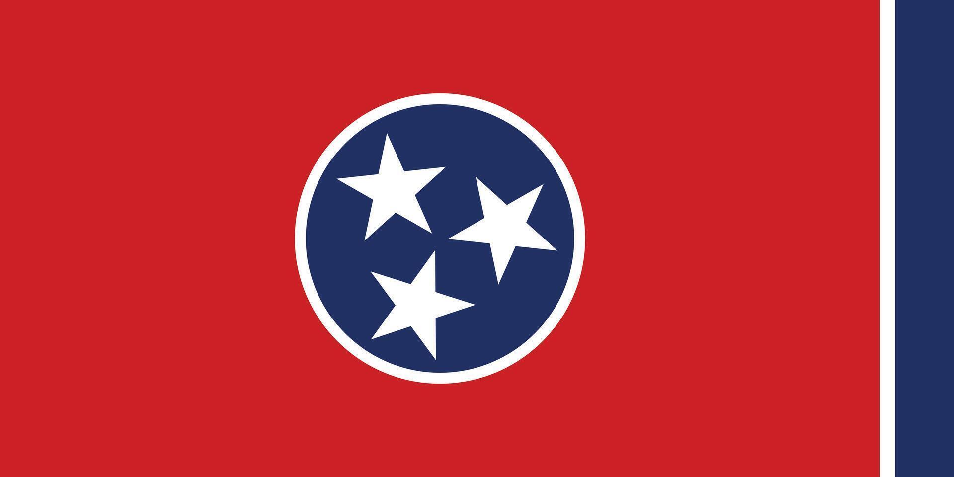 Illustration Official Flag of Tennessee State, USA. Flag of Tennessee, North America. vector