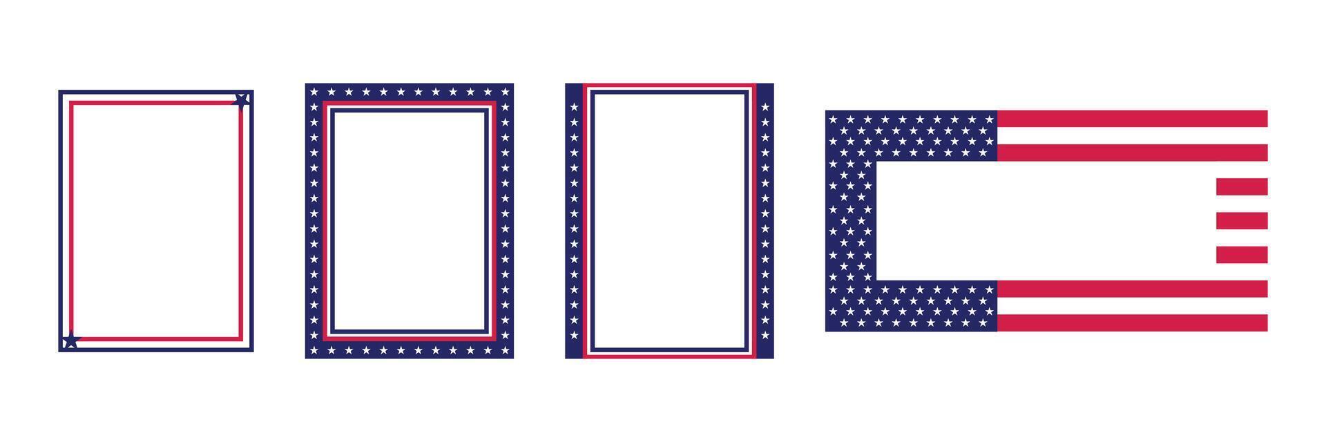 Patriotic USA themed Photo Frames with Stars and Stripes Design. Patriotic Border. vector